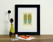 buy one get one free : chartreuse and aqua vans sneakers illustration art print