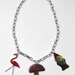 Garden Gnome, Flamingo and Mushroom Charms on a Silver Plated Chain