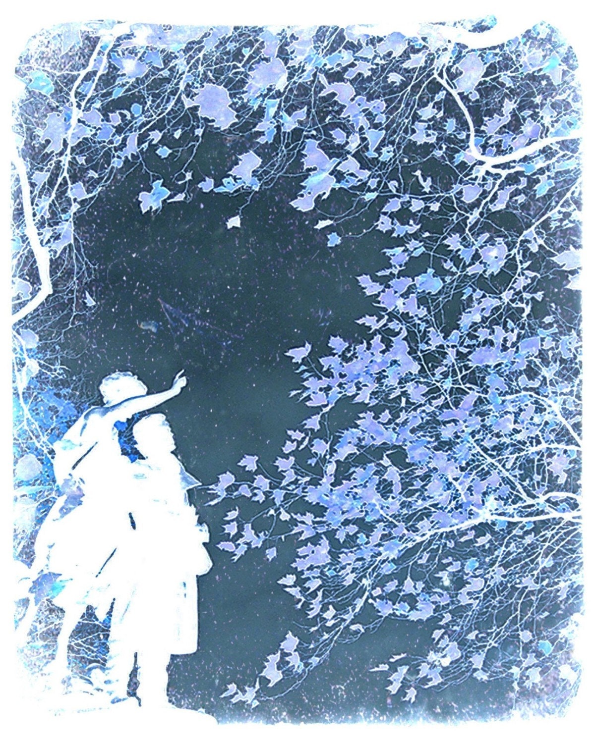 Fairy Tale Photograph "Second Star to the Right" Dreamy Starry Sky Print - Blue and White Cyanotype Photo - Surreal Whimsical Peter Pan Art