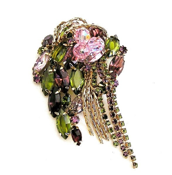 Juliana Delizza and Elster Purple and Olive Green Brooch