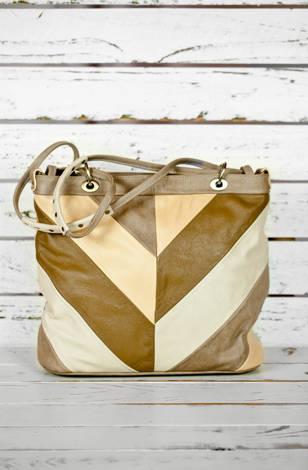 Neutral Chevron Tote