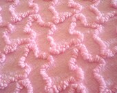 Free Shipping 30X20 Pink SQUIGGLE Cabin Crafts Vintage Chenille Bedspread Fabric perfect for Patchwork Quilts and Pillows