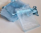 NEW 50pcs Light Blue 2 x 3 Organza Bags - Baby Blue. Sky Blue. For Gifts, Favors, Weddings, Baby Showers, Jewelry, Soap, Fragrance Sachets