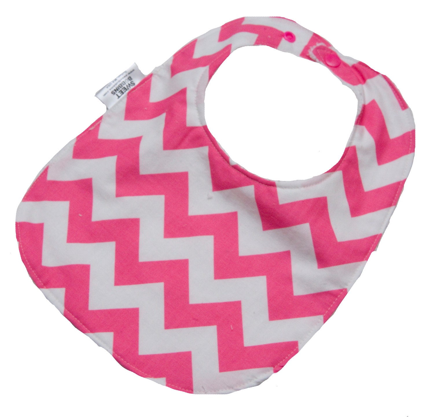 Pink Chevron Bib - Infant or Toddler Bib - ADJUSTABLE snaps - REVERSIBLE