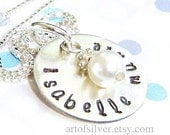 Charm necklace - Personalized mother necklace - Handstamped name charm