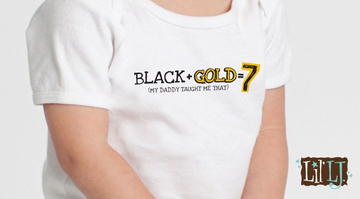Black Plus Gold Equals 7 Steelers Fan Tee or Bodysuit