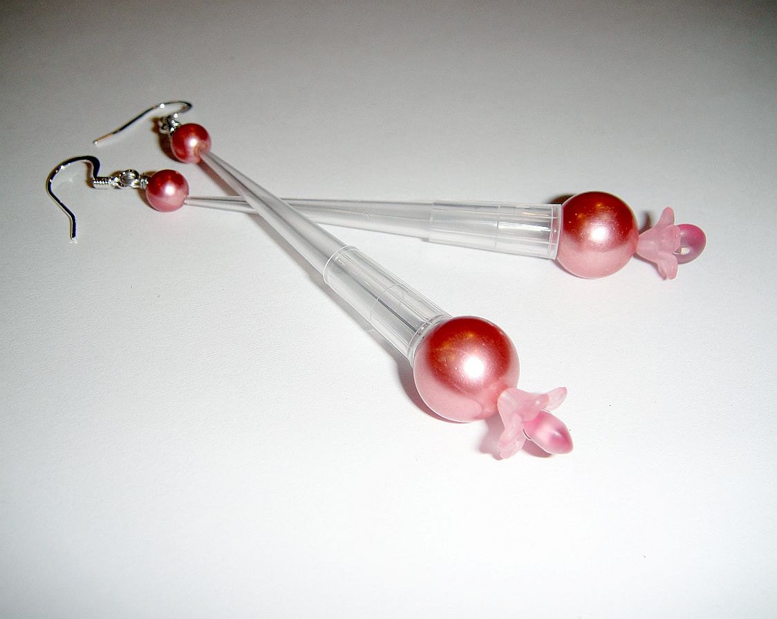 Pink Pipette Tip Earrings - Chemistry Inspired Jewelry