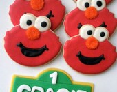 Elmo, Cookie Monster, Sesame Street, Plaza Sesamo cookie favors Il_170x135