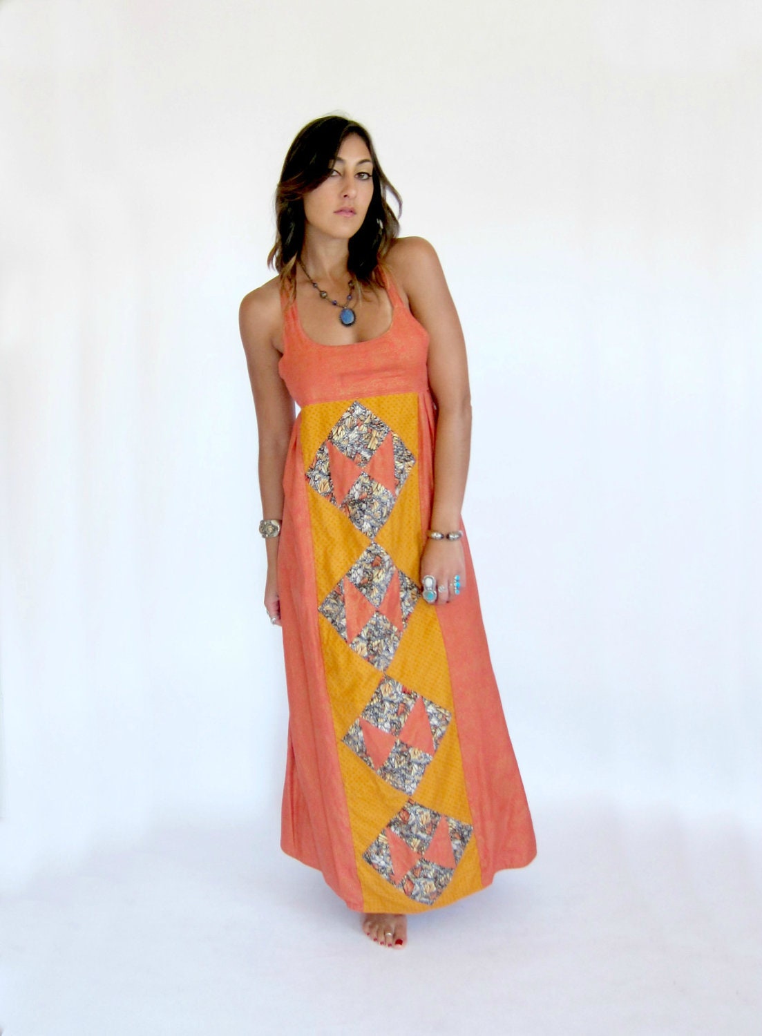 Vintage 70s Patchwork Maxi Dress