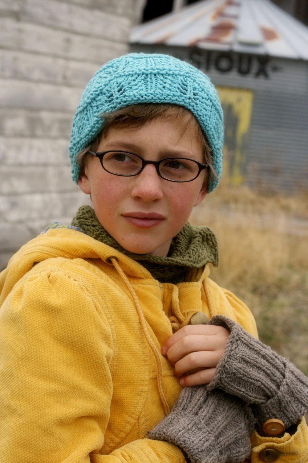 Lace Market Stull Cap ... Aqua... Ready to ship ... Hand Knit beanie