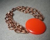 Orange Crush Copper and Glass Bead Bracelet