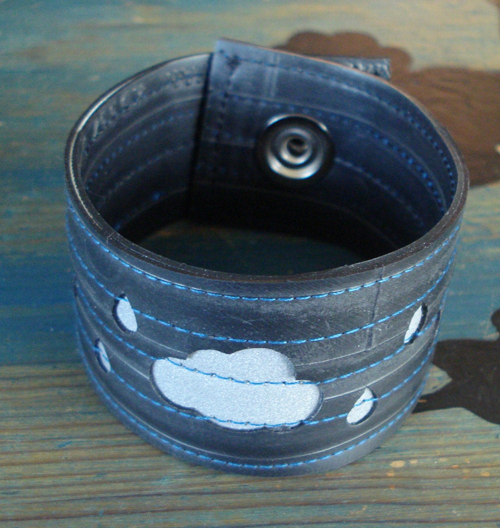 Rainy day cuff - recycled inner tube bracelet