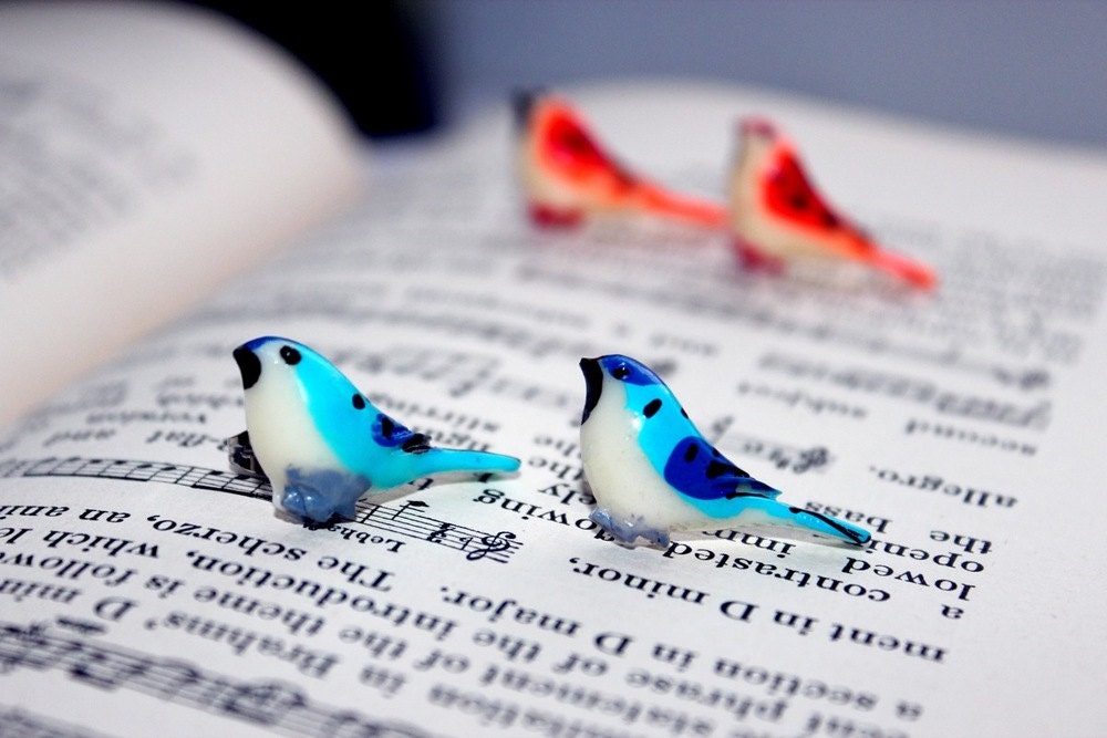 Little Birdie Earrings // Blue Birds