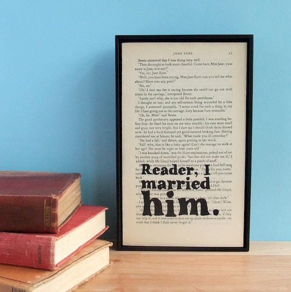 Jane Eyre Wedding Gift Quote on Vintage Book Page Framed Altered Book Art