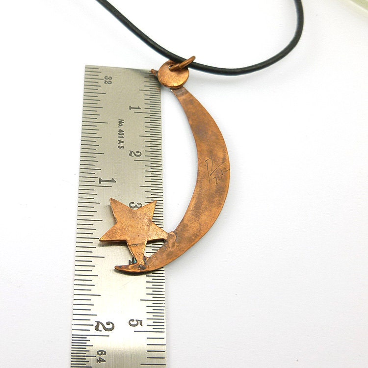 Enamel Blue Crescent Moon and Star Necklace