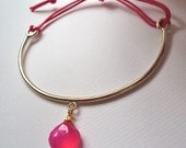 Fuchsia pink cord adjustable bracelet - stacking bangle