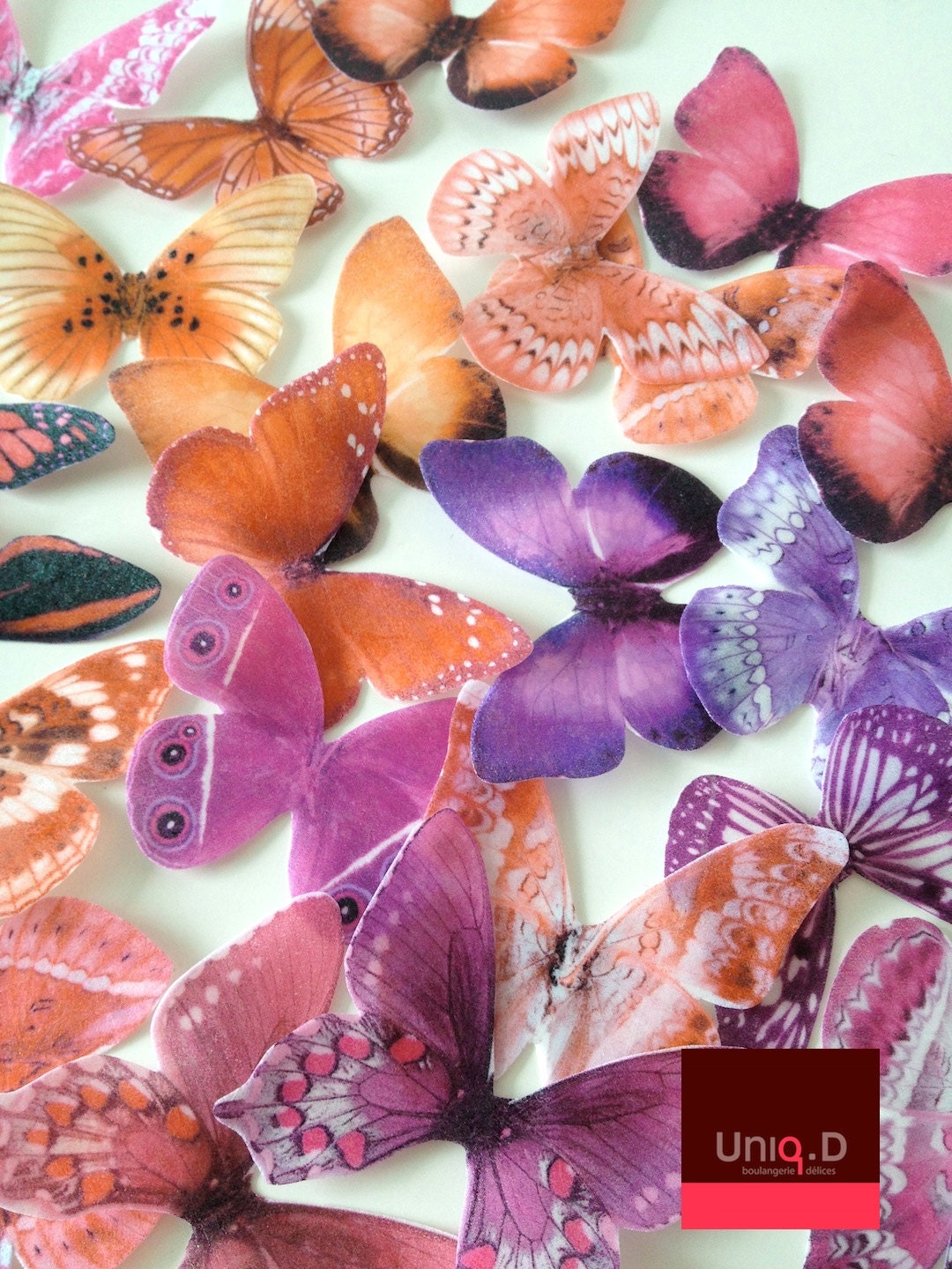 BUY 38 XL butterflies get 3 FREE - wedding cake decorations - purple orange wedding - decorative butterflies by Uniqdots on Etsy