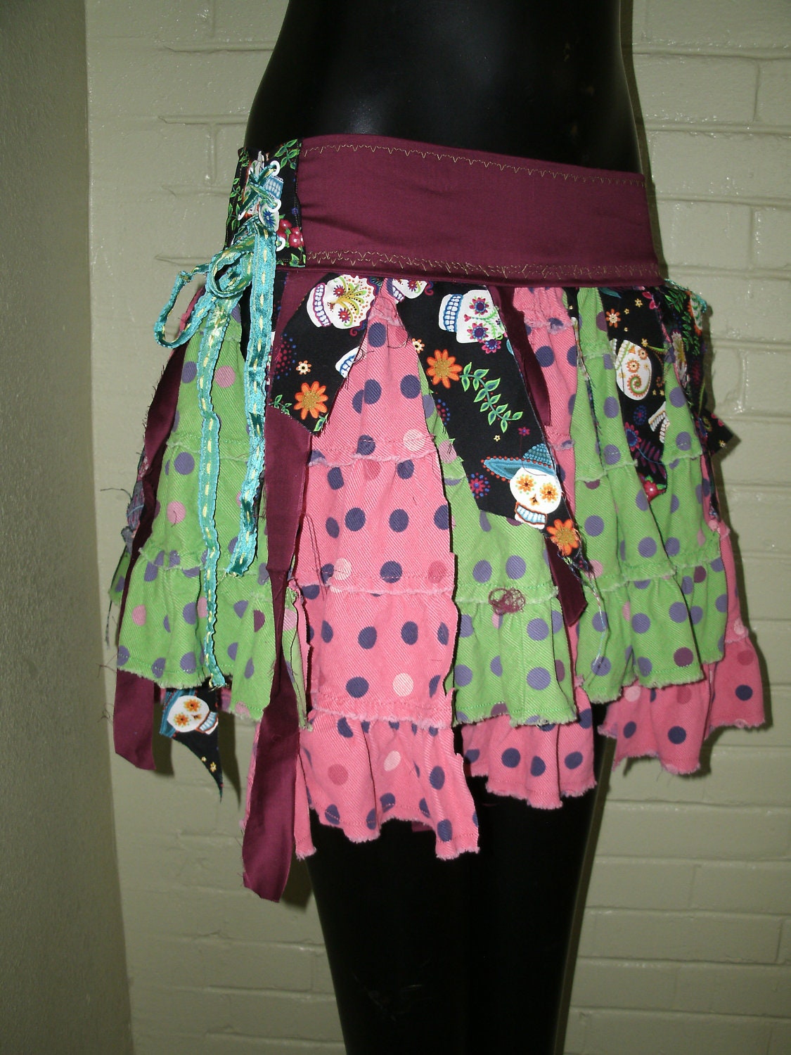 DIA los M U E R T O S - Festival Tattered Pixie Bustle Corset Belt Tutu Skirt Tribal Fairy