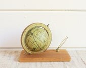 Vintage Desktop Pen Holder With Spinning Globe Atlas