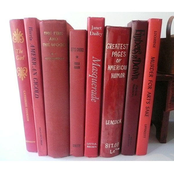 Vintage Red Books Eight Decorating Wedding Photography Prop Library Christmas