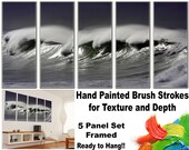 Sea Wave Canvas Print Art Photo Painting HUGE FRAMED Beach Nature Ready to Hang - 5 PANELS