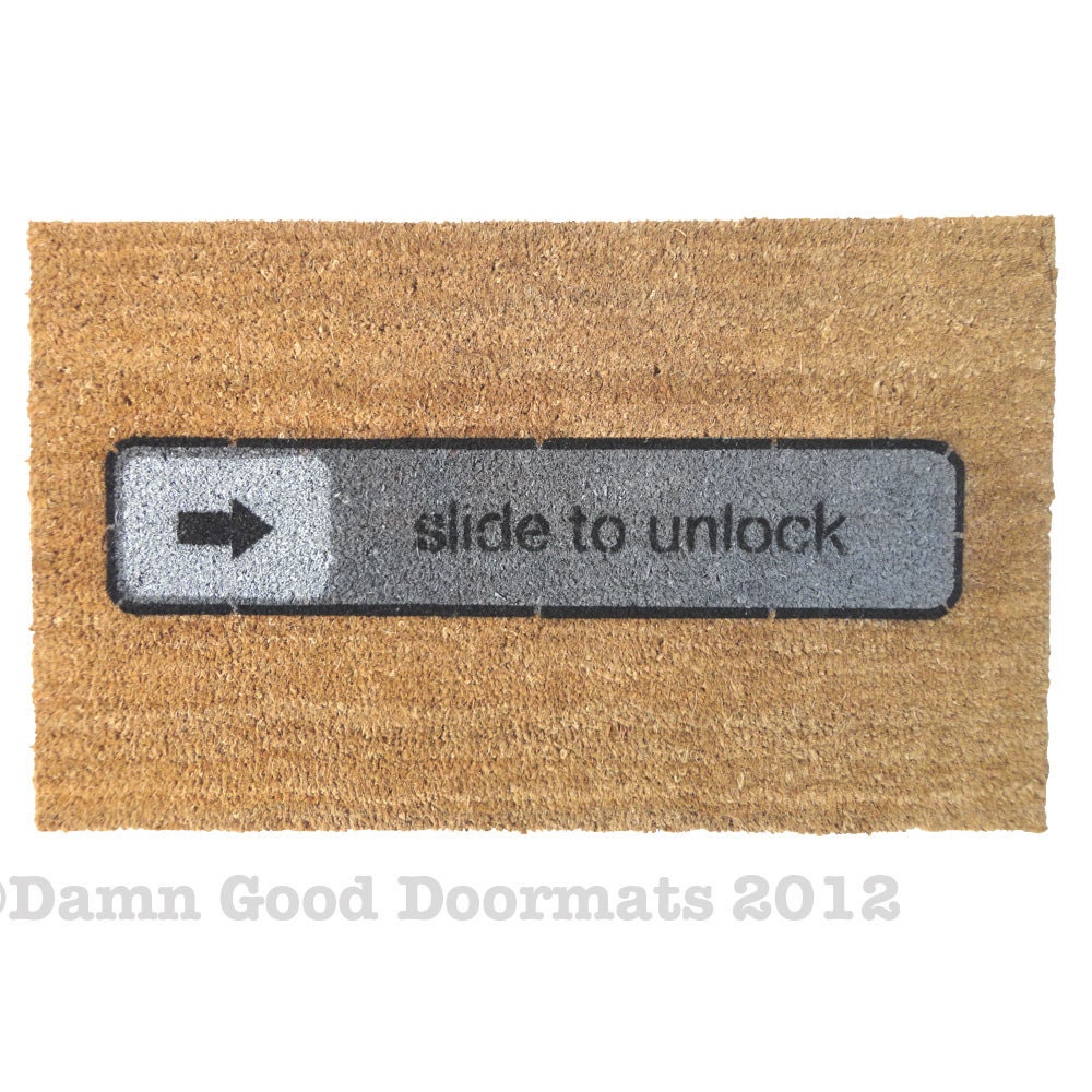 slide to unlock doormat - iconic entrance rug geek stuff