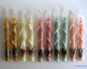 Rose Tapers, 5 Pairs - Rainbow Wedding, Table Decor, Memorial Candles, Gift, Bridesmaid - Beeswax, Roses - Unique Candles by Marcie Forest
