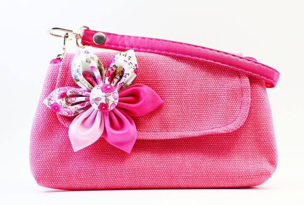 Pink Clutch, Wallet, Fabric Cases, Fabric Wallet, Gadget Wallet iPhone Samsung Galaxy, Cell Phone Case, Padded