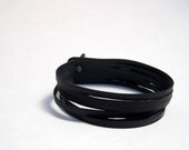Bike Tube Wrapped Bracelet Black Recycled Innertube Loops