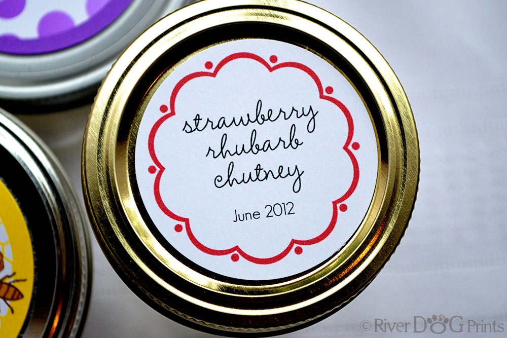 Printable Custom Canning or Favor LABELS/STICKERS for Mason Jars in Scallop Design - Word Template for Round Labels