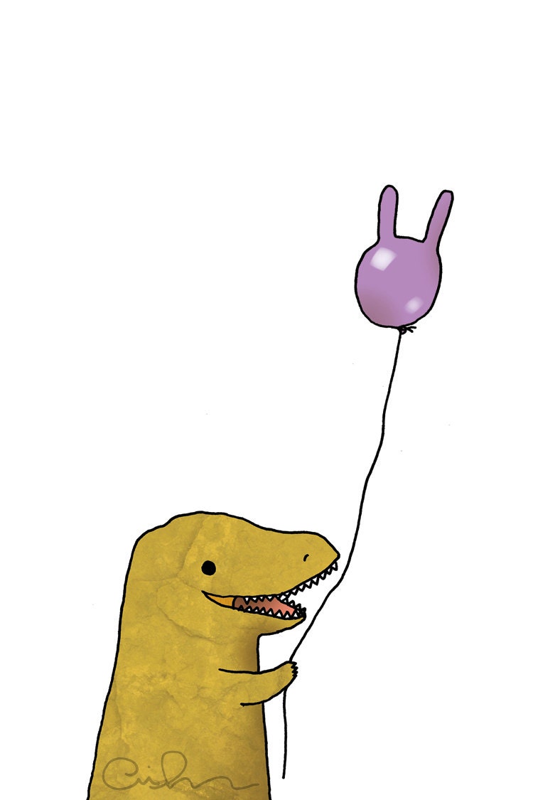 BALLOON DINO - A6 greeting card