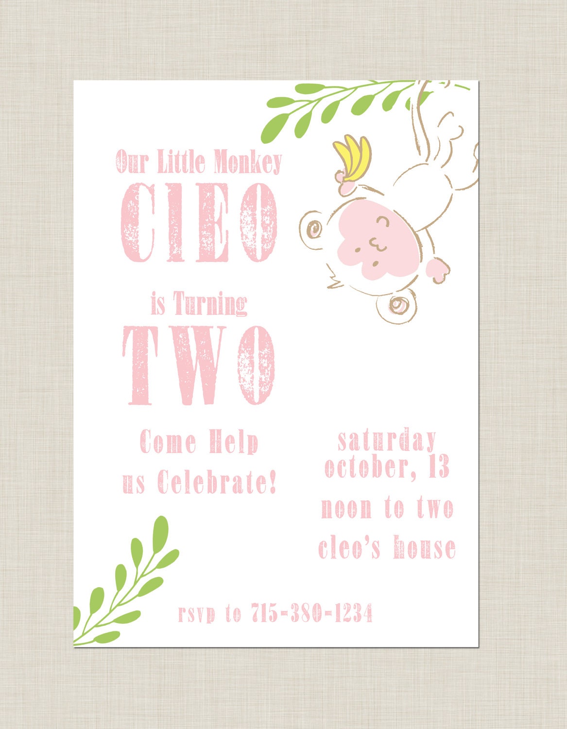 Monkey Birthday Invitations