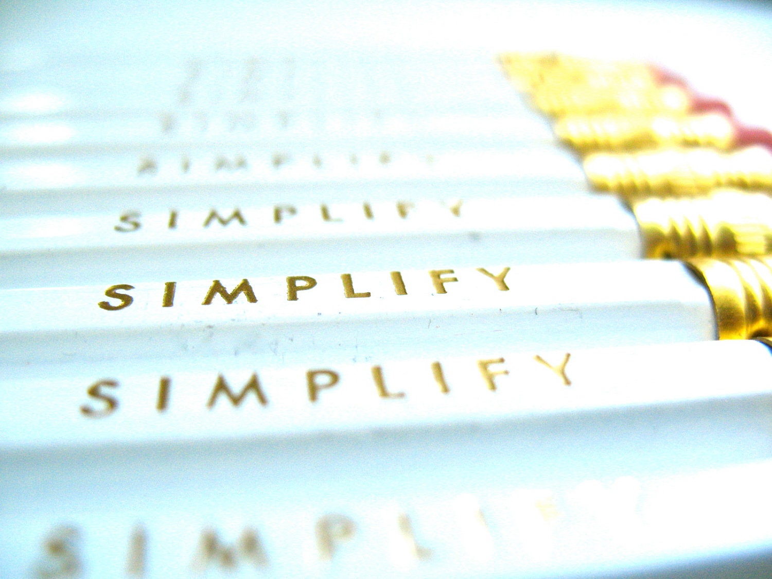 PENCILS (6) simplify - white - graphite hex pencils w/ hand stamped pencil box