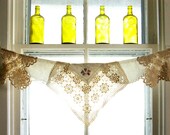 Window Valance, curtain, vintage napkins, embroidered linens, crocheted doilies, Flying the Flag - TheLittleRagamuffin