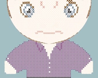 Sherlock Holmes in Purple Shirt 3D Cross Stitch Doll and Sewing Pattern PDF