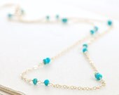Turquoise Necklace 14k Gold Fill, December Birthstone, Delicate Handmade Necklace, Bohemian Jewelry