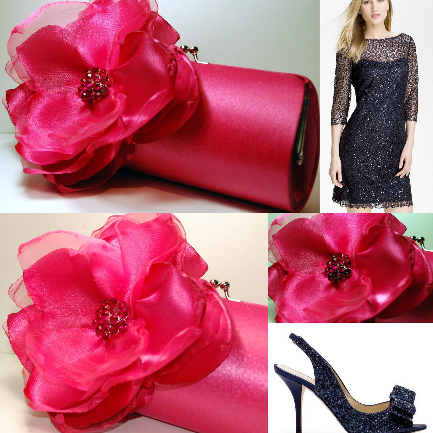 Fuchsia Clutch - Formal Clutch - Bridal Clutch - Bridesmaid Gift Idea - Wedding Accessories - Clutch Handbag
