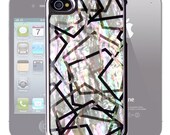 Mother of Pearl Art Deluxe Geometric Design iPhone 4 and 4S Black Protective Skin Thin Light Hard Shell Cover Case