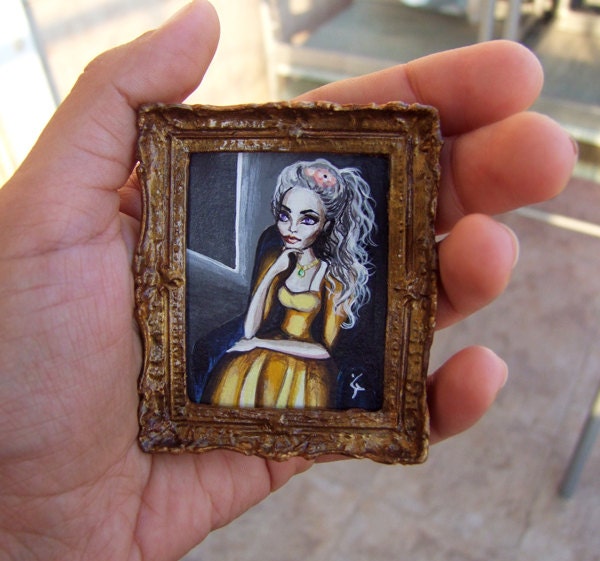 Acrylic Miniature - Original Painting  NOT A PRINT with Gold Frame