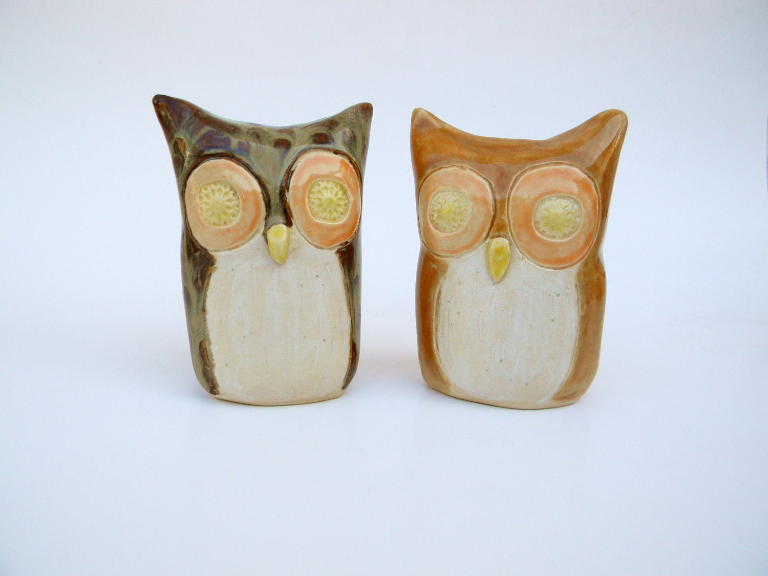 Owl Salt and Pepper Shakers Handmade Ceramic Ready to Ship
