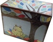 Recipe Box Decoupaged Frog Box Large, Handcrafted  Kitchen Storage, Organization Holds 4x6 Recipe Cards  MADE To ORDER