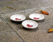 three tiny red heart ring bowls