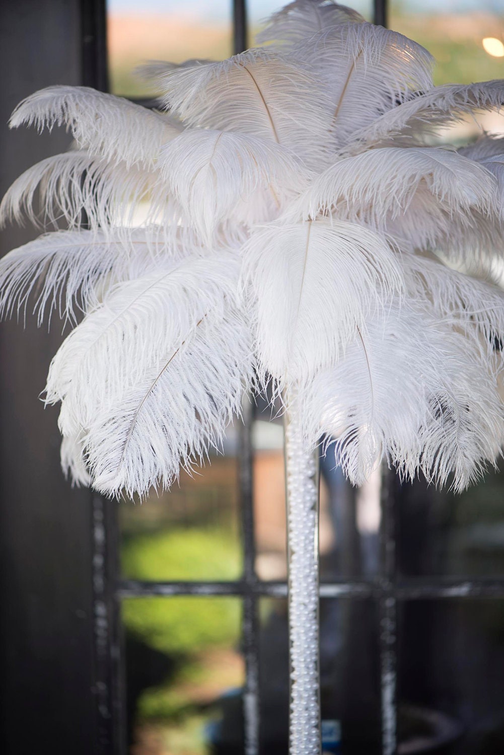 DIY kit of 4 White OSTRICH feather TOWER centerpiece (44 colors to choose from)