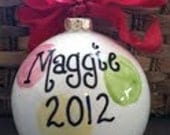 Personalized Polka Dot Custom Christmas Ornament in Red, Pink, Yellow, Blue, and Green with Your Choice of a Name or Monogram