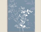 Botanical Art Print, Customizable Modern Home Wall Decor, Nature Art 8 x 10 Print, Blue Silhouette, Plant Art, Floral