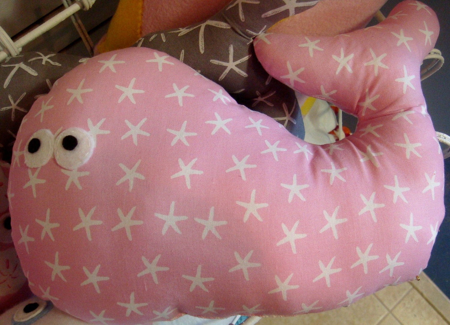 Pink Whale Starfish  Beach Pillow Toy
