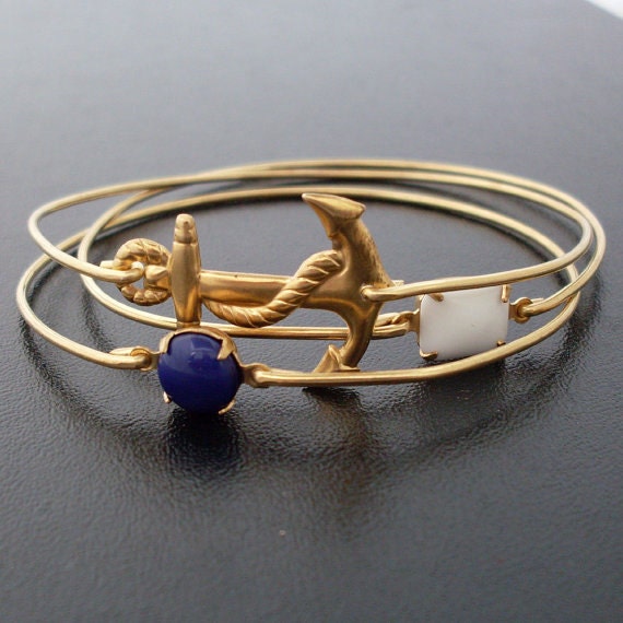 Anchor Bracelet, Gold Anchor Bangle, Nautical, Anchor Charm Bracelet, Ocean Jewelry, Navy Wife Jewelry, Nautical Jewelry, Anchor Jewelry