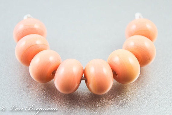 Orange Sherbert Lampwork Spacer Beads, Handmade Glass Jewelry Supplies, SRA