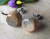 Wood Post Earrings or Stud Earrings - Small Round Pine Wood Wooden Post Earrings Handmade from a Tree Branch - Natural Wood Jewelry 3/8 inch
