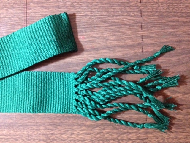 Apprentice's green belt - hand woven with tasseled finished (6 feet)